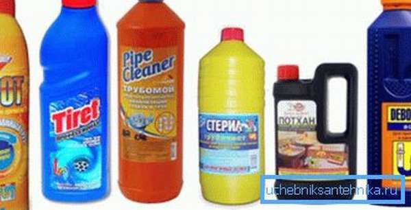Химические средства для прочистки унитаза
