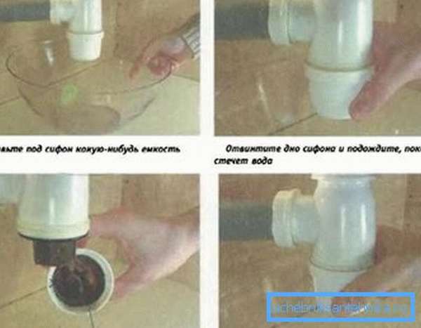 Как прочистить слив в раковине, оборудованный бутылочным сифоном