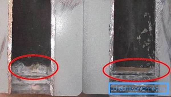 Коррозия алюминиевого радиатора под воздействием щелочи