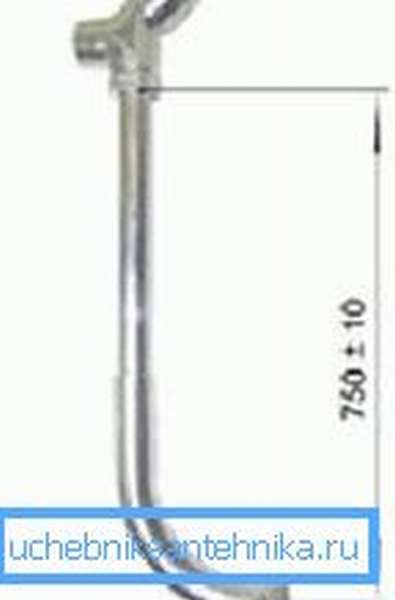Кран для писсуара КРС 20-05 имеет длинную сливную магистраль, изогнутую под 90 градусов, благодаря этому его можно использовать не только в писсуарах, но и в напольных унитазах 