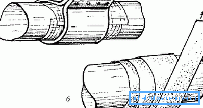 Схема герметизации трубы с помощью резины и жести