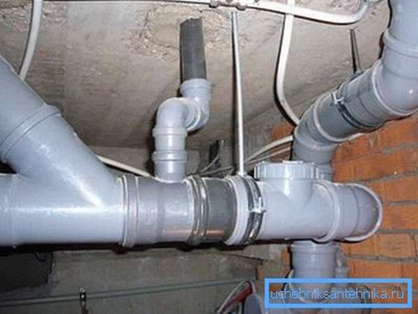 Современная система канализации из пластиковых труб.